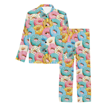 Donut Pattern Print Design DN01 Men's Long Pajama Set