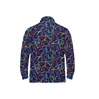 Bowling Pattern Print Design 07 Long Sleeve Polo Shirt For Men's