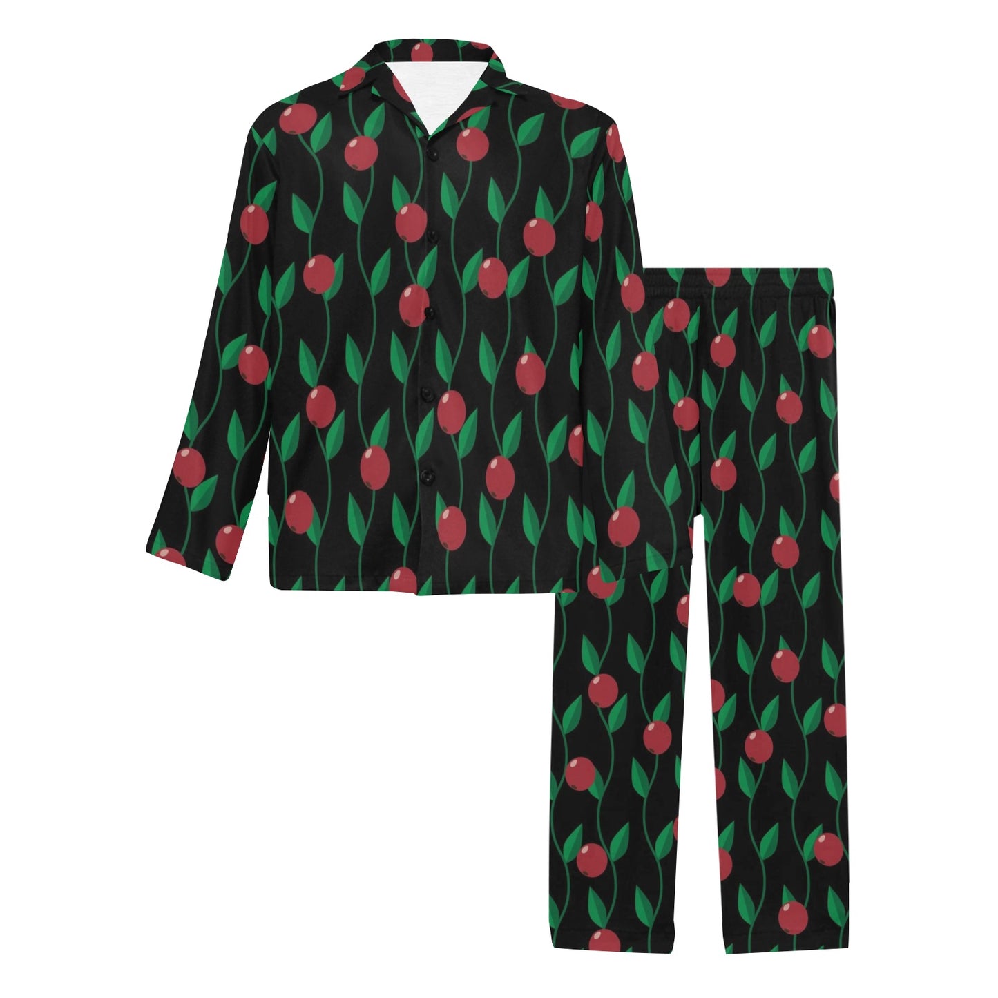 Cranberry Pattern Print Design CB01 Men's Long Pajama Set