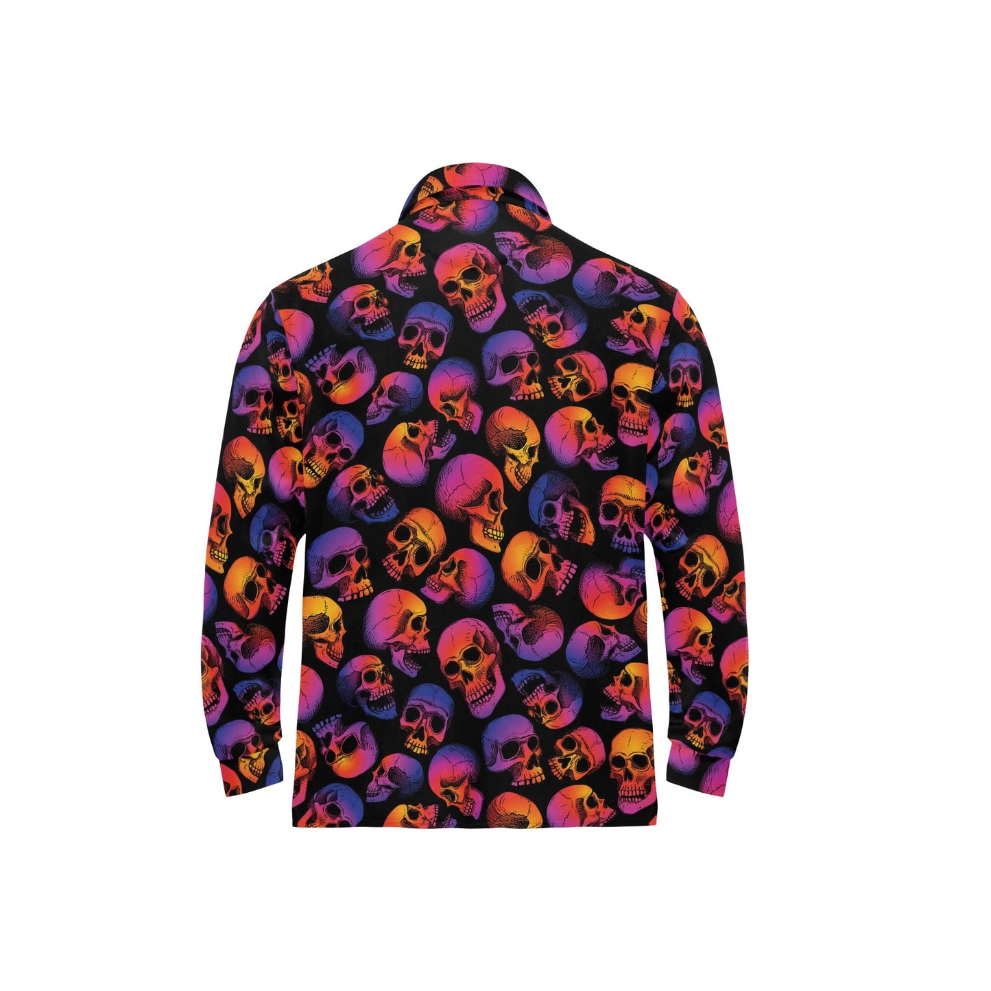 Skull Multicolor Print Design LKS3011 Long Sleeve Polo Shirt For Men's