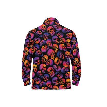 Skull Multicolor Print Design LKS3011 Long Sleeve Polo Shirt For Men's