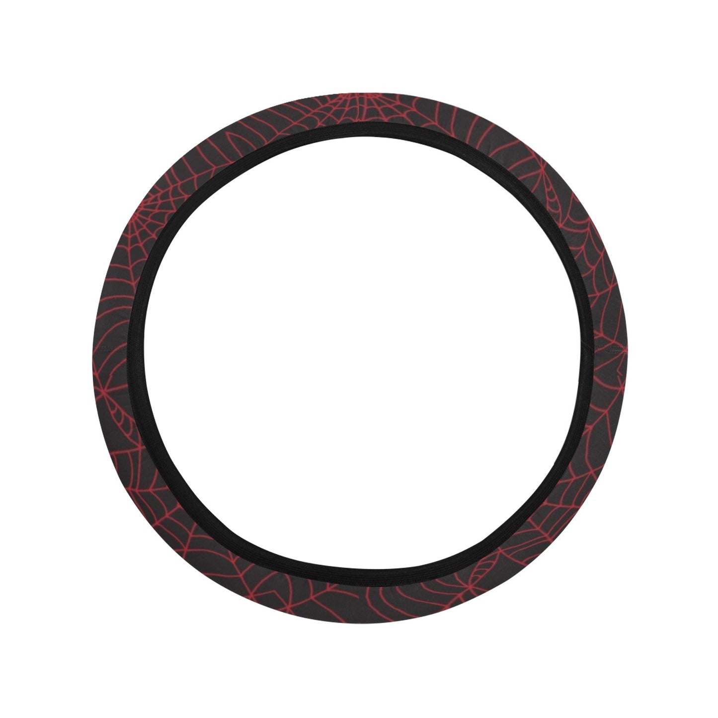 Spider Web Red Print Design LKS302 Steering Wheel Cover with Elastic Edge