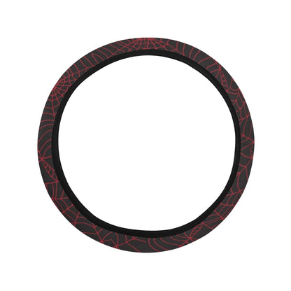 Spider Web Red Print Design LKS302 Steering Wheel Cover with Elastic Edge