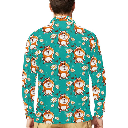 Hamster Pattern Print Design 01 Long Sleeve Polo Shirt For Men's