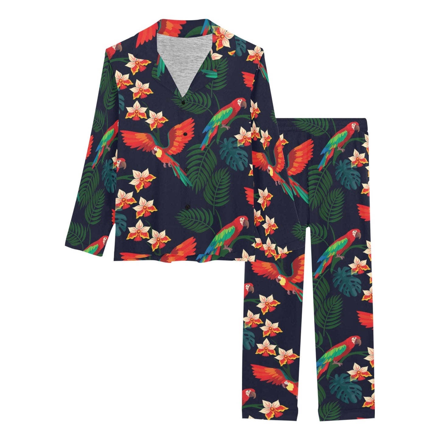 Macaw Pattern Print Design 02 Women's Long Pajama Set