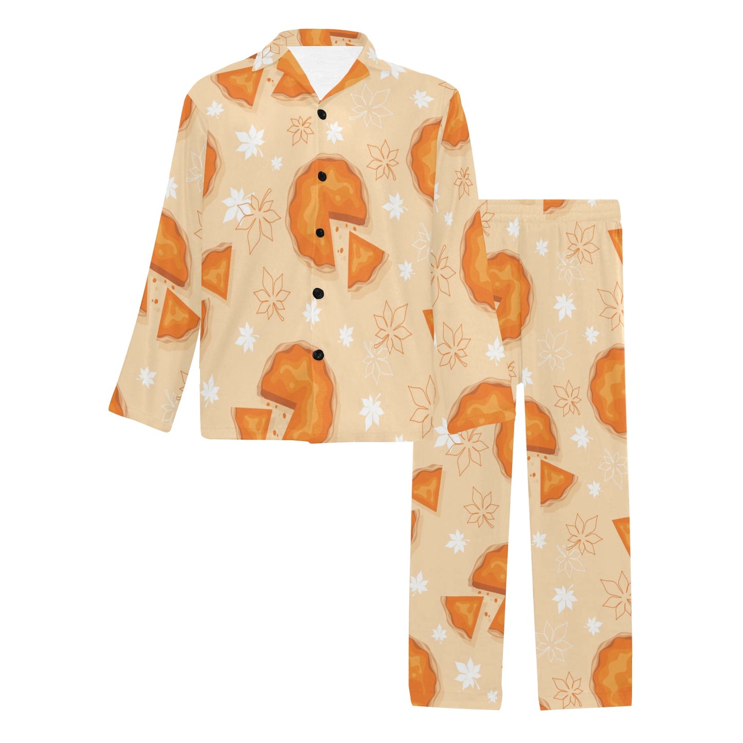 Pie Pattern Print Design A01 Men's Long Pajama Set