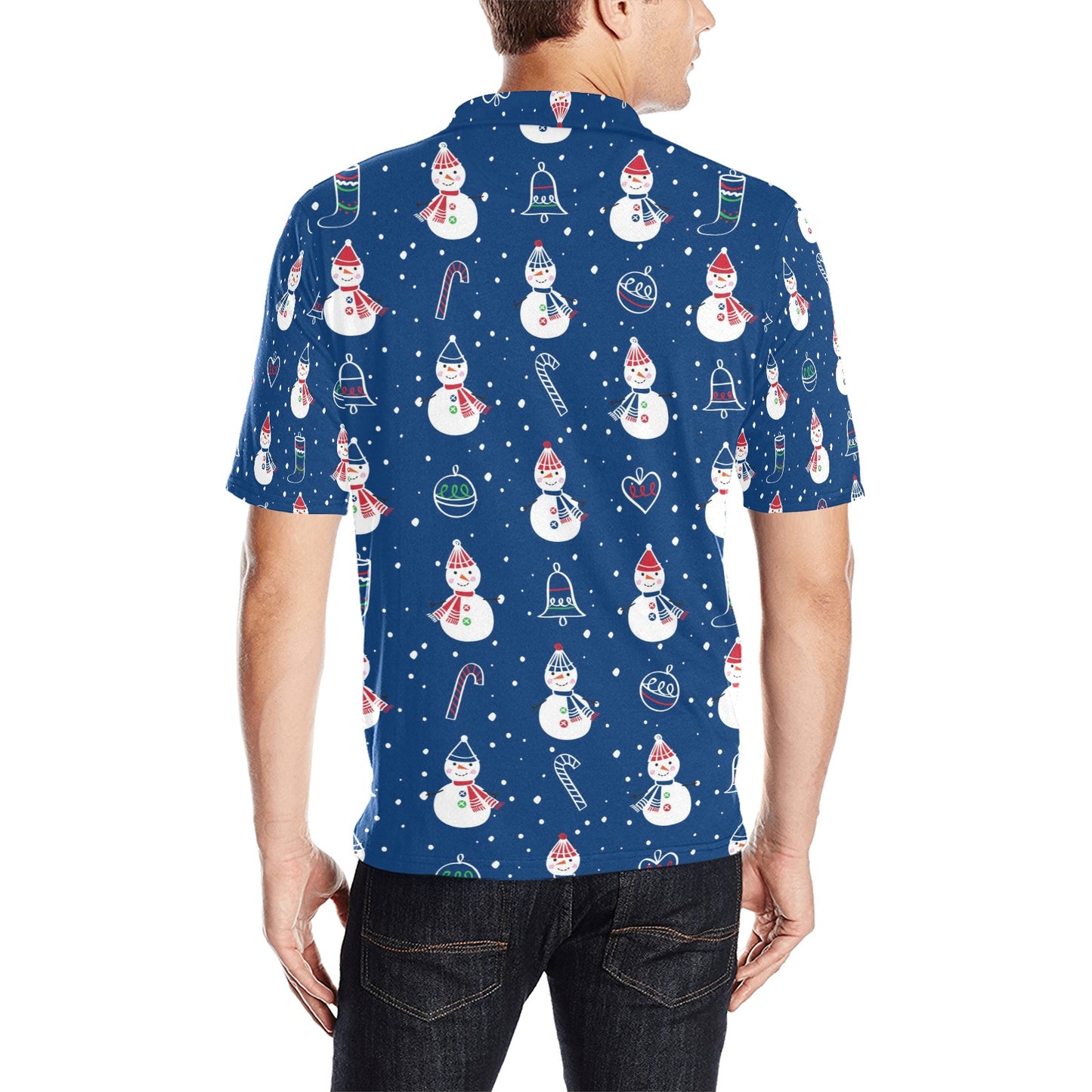 Snowman Print Design LKS306 Men Polo Shirt