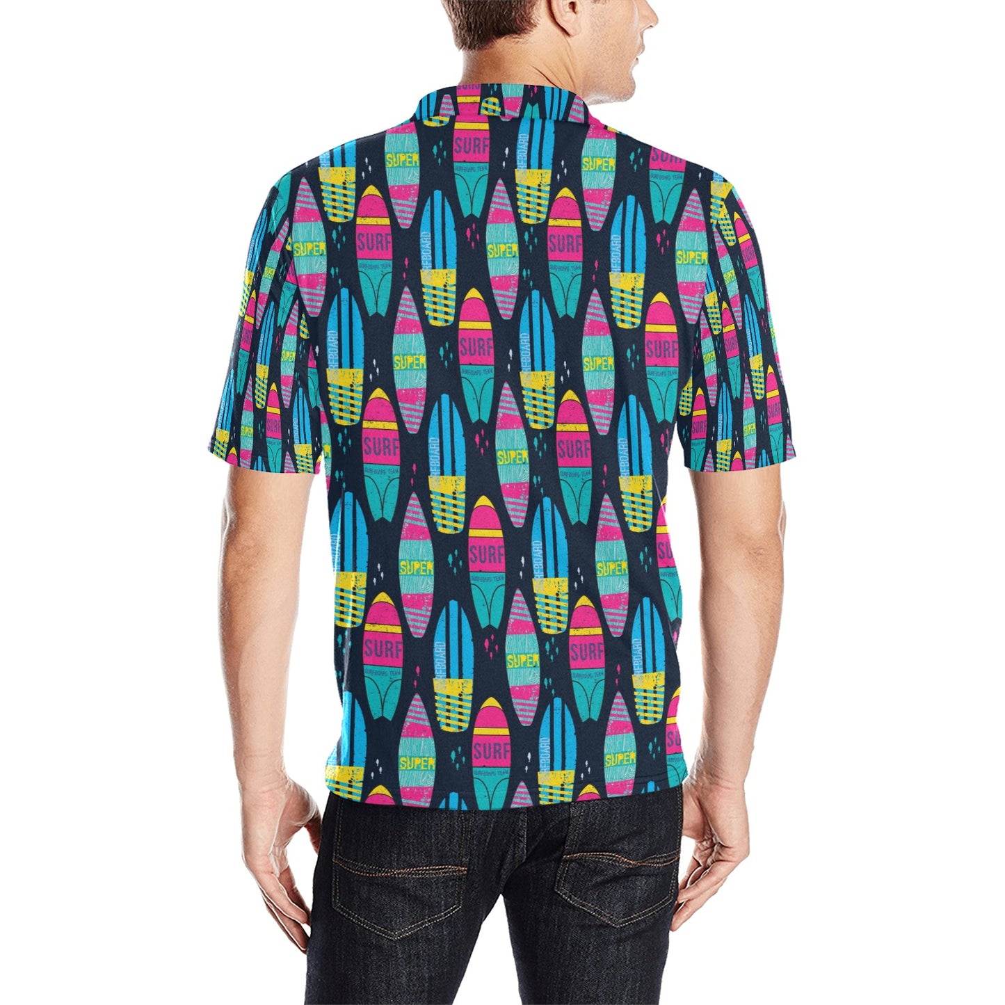 Surfboard Colorful Print Design LKS302 Men Polo Shirt