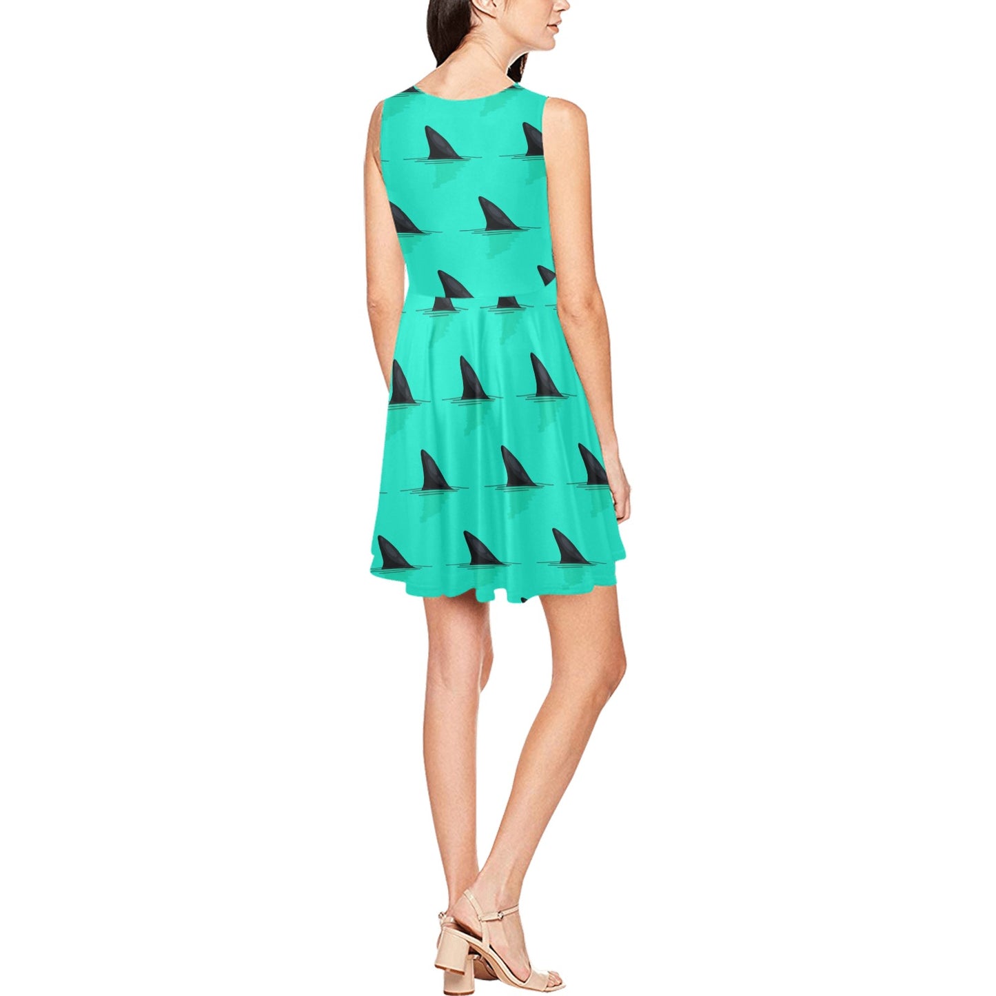 Shark Fin Pattern Sleeveless Dress