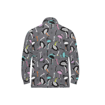Ostrich Pattern Print Design 01 Long Sleeve Polo Shirt For Men's