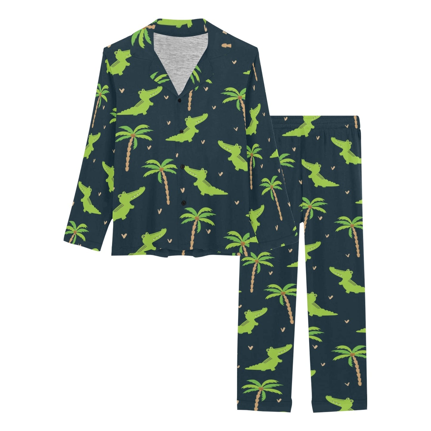 Alligator Pattern Print Design 02 Women's Long Pajama Set