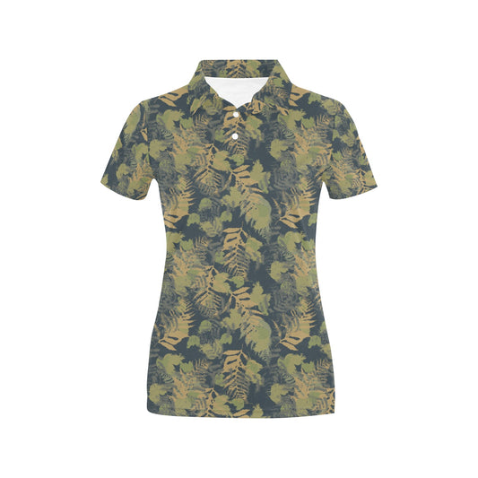 Camouflage Tropical Pattern Print Design 04 Women's Polo Shirt