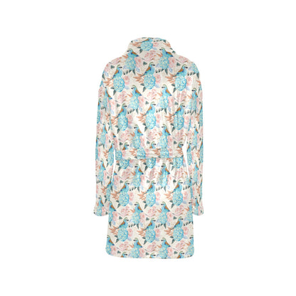 Bluebird Pattern Print Design 03 Women's Fleece Robe