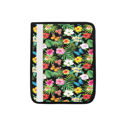 Hibiscus With Butterfly Print Design LKS305 Car Seat Belt Cover