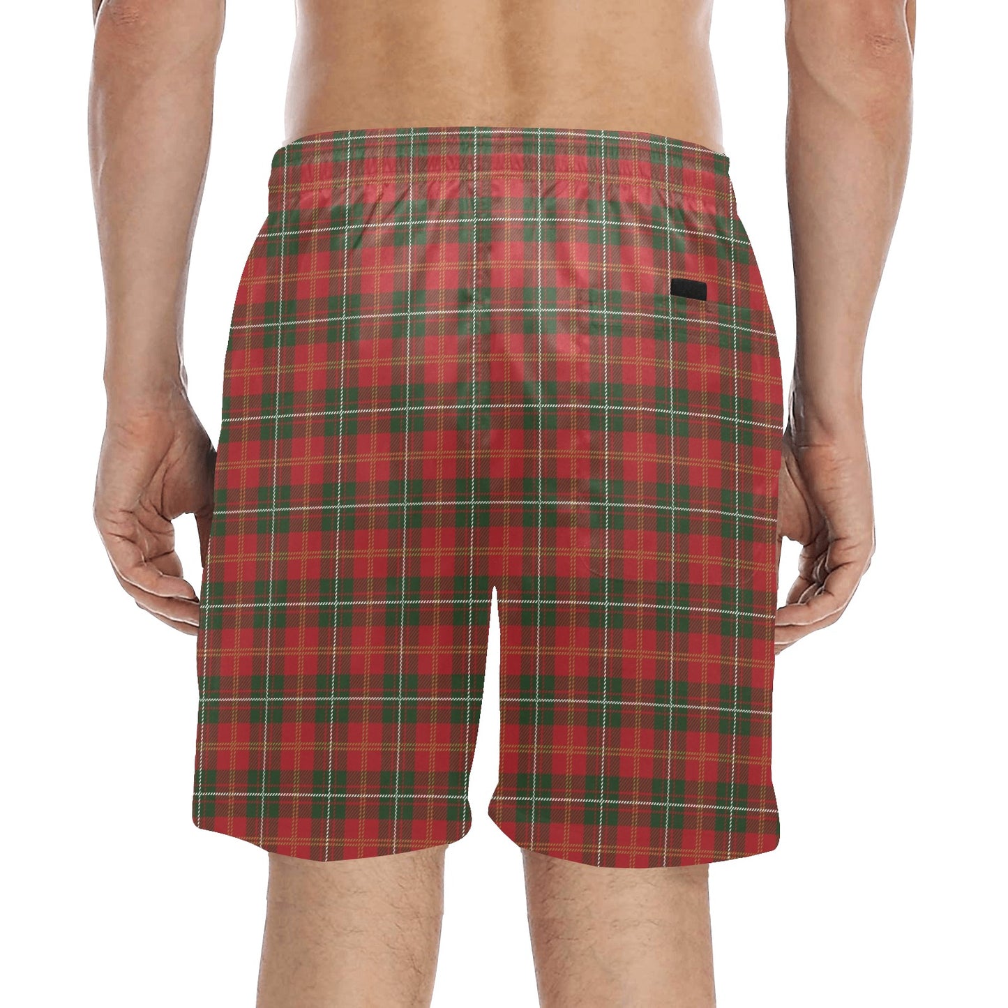 Holiday Tartan Plaid Pattern Men's Swim Trunks Beach Shorts
