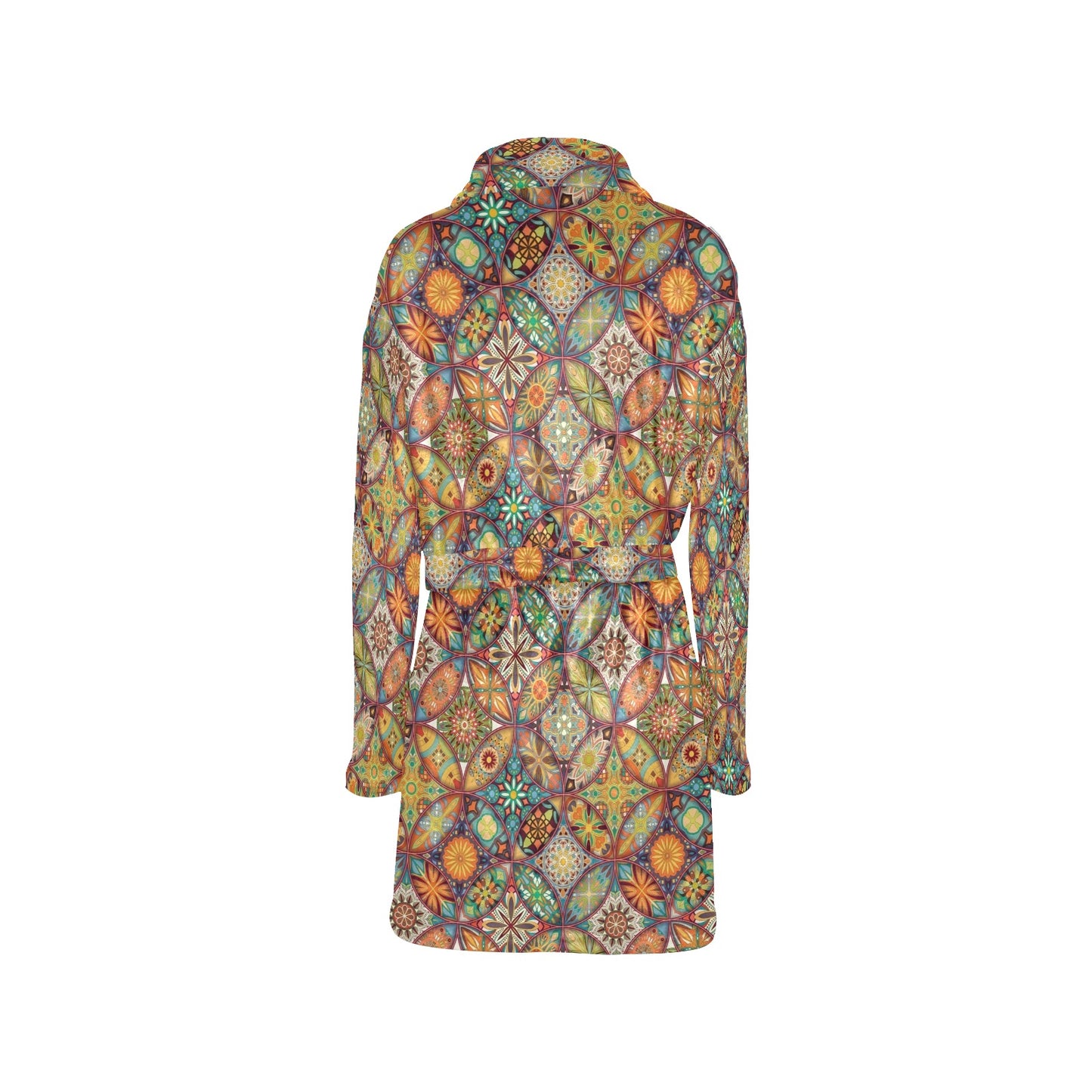 Mandala Flower Themed Design Print Women's Fleece Robe