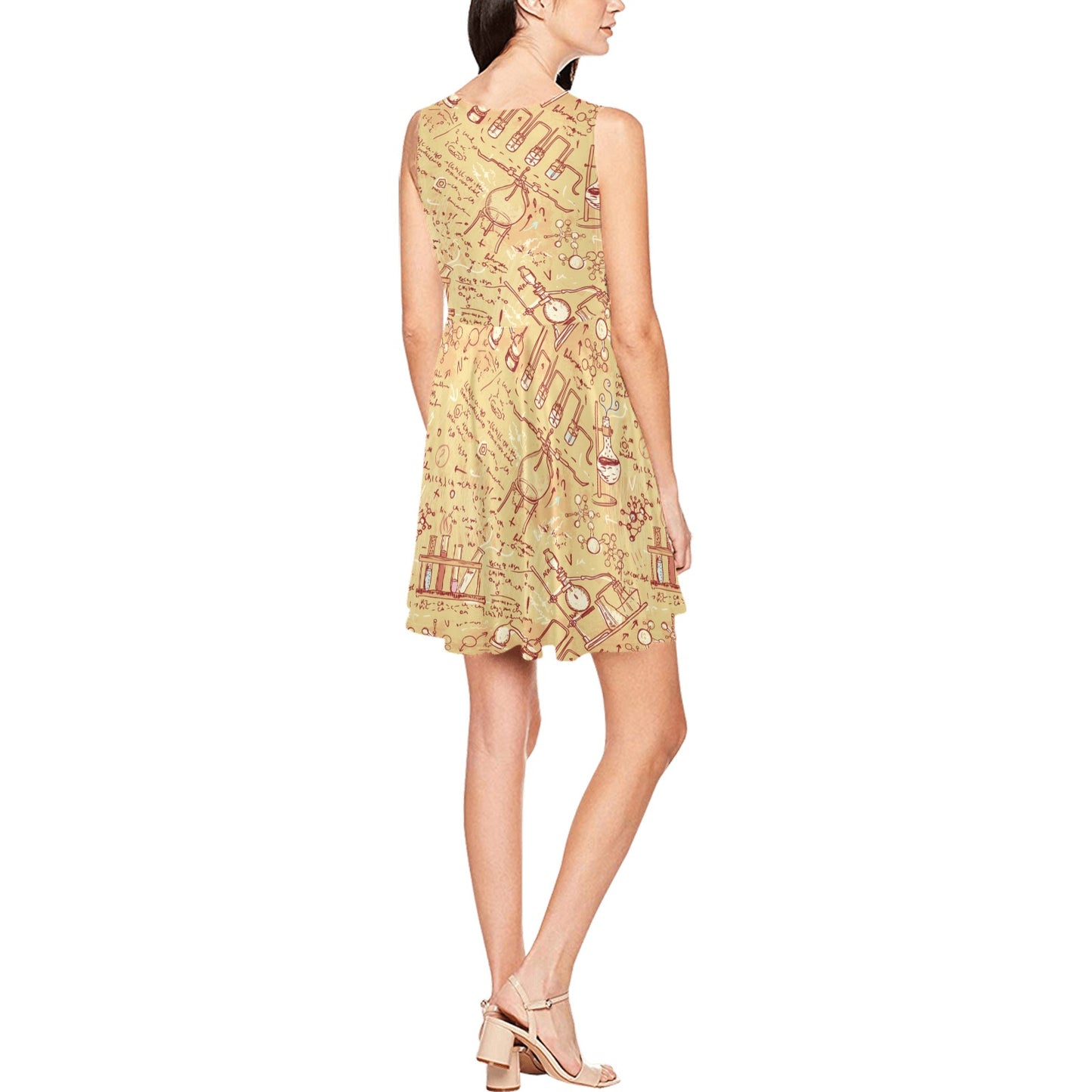 Chemical Pattern Print Design 01 Sleeveless Dress