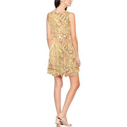 Chemical Pattern Print Design 01 Sleeveless Dress
