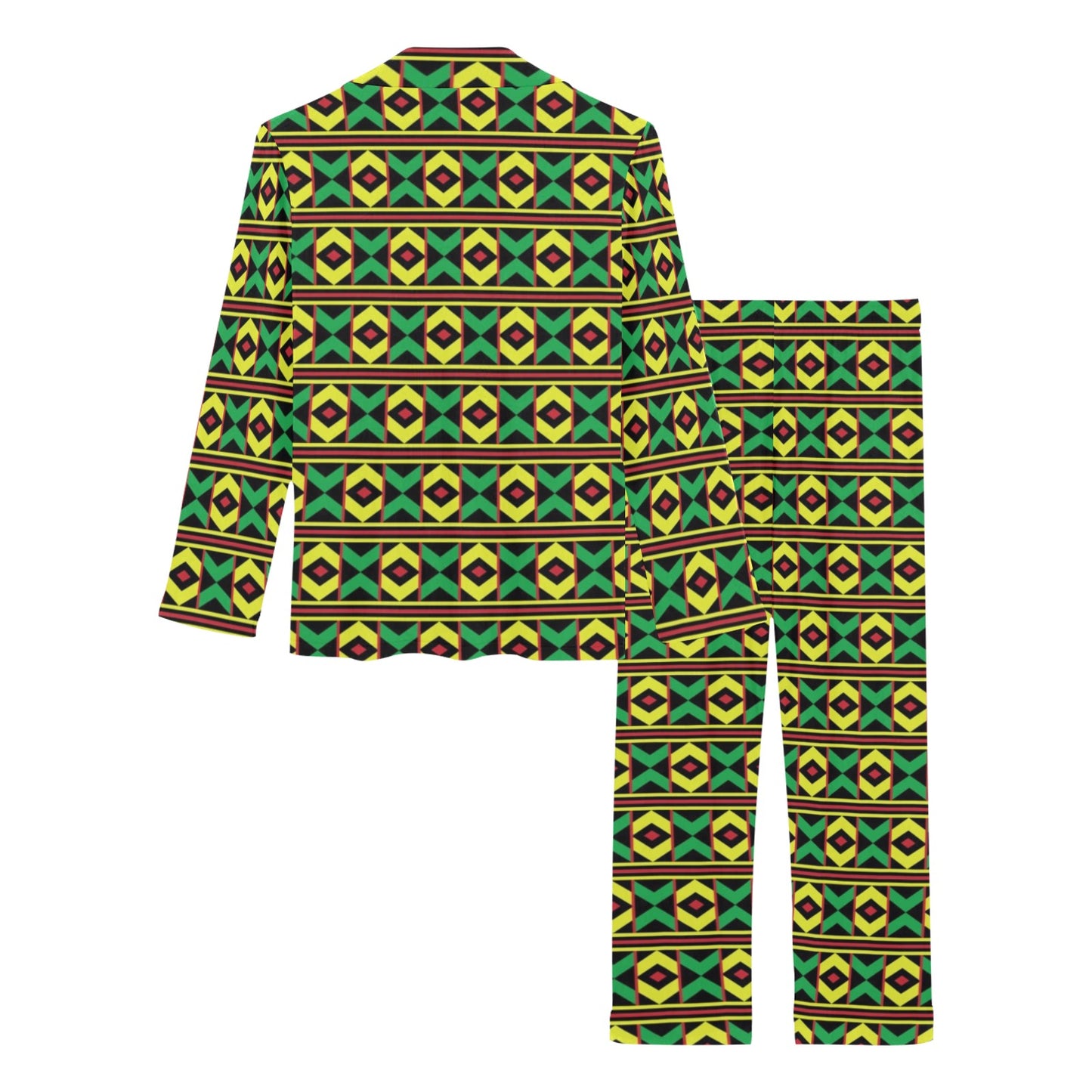 African Geometric Print Pattern Women's Long Pajama Set