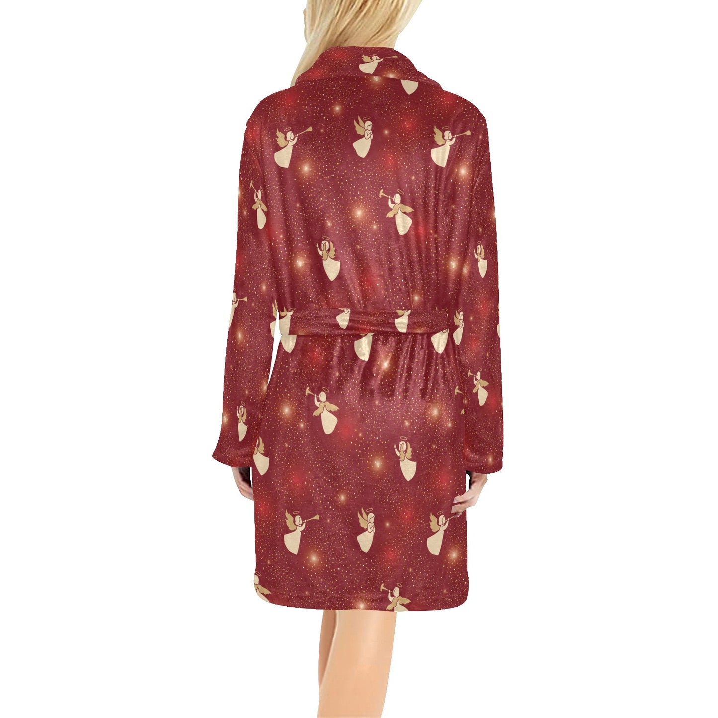 Angel Pattern Print Design 07 Women's Fleece Robe