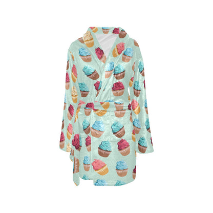 Cupcake Pattern Print Design 01 Women's Fleece Robe