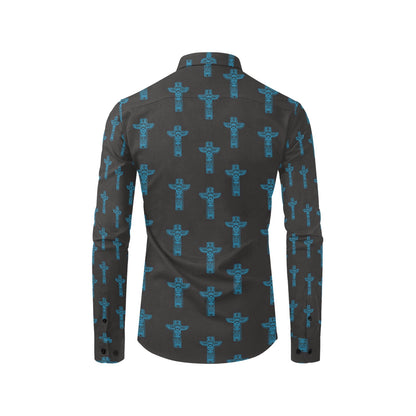 Totem Print Design LKS304 Men's Long Sleeve Dress Shirt
