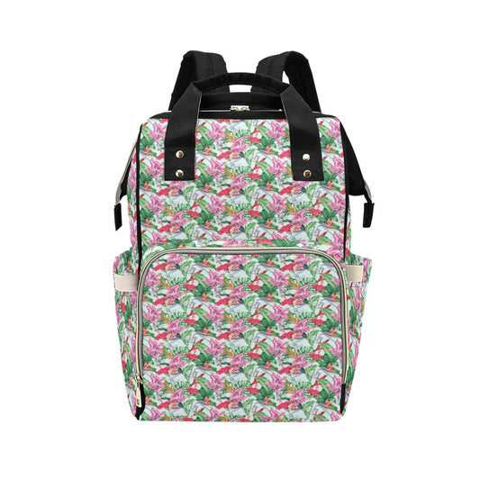 Tropical Flower Print Design LKS304 Diaper Bag Backpack