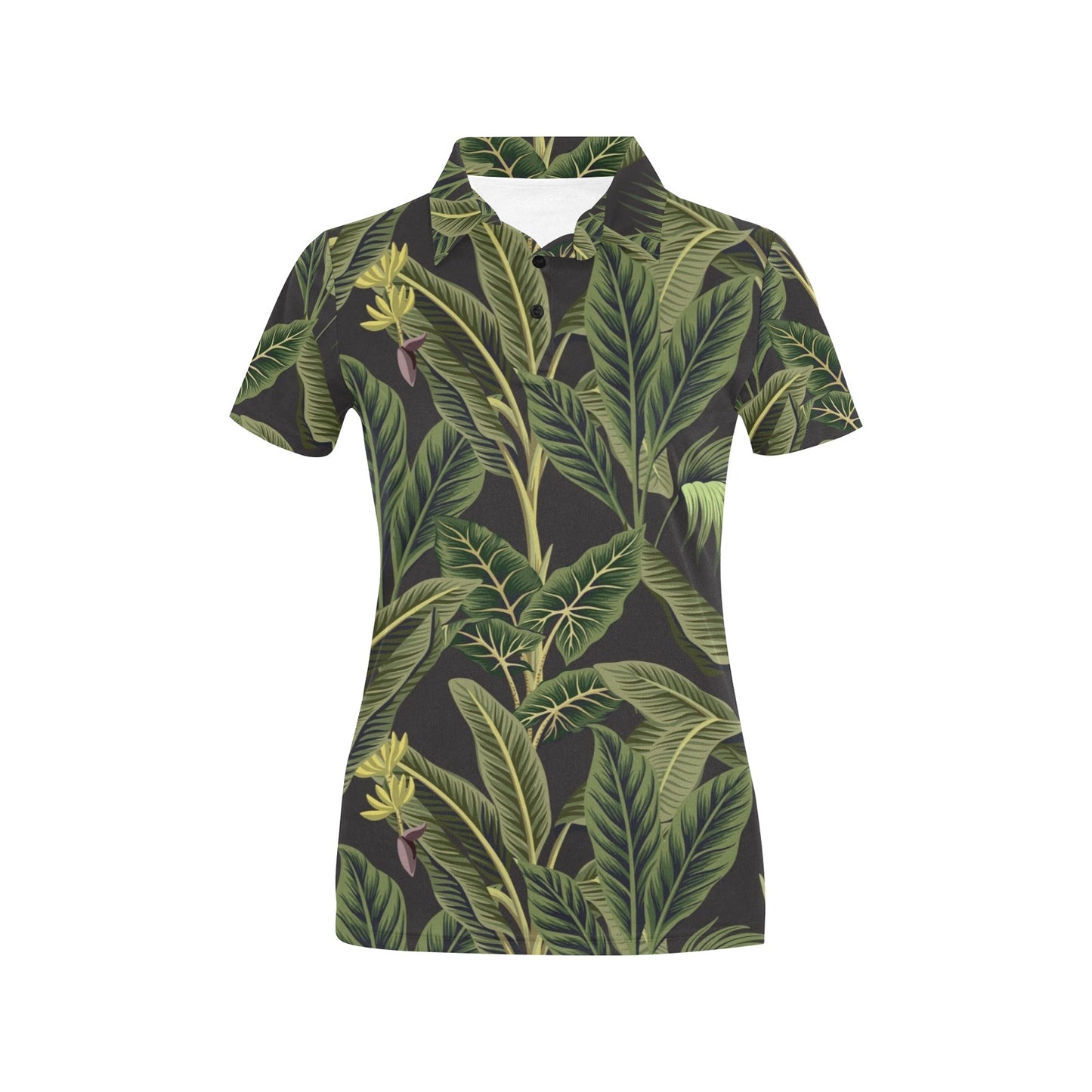 Banana Leaf Pattern Print Design BL04 Women's Polo Shirt