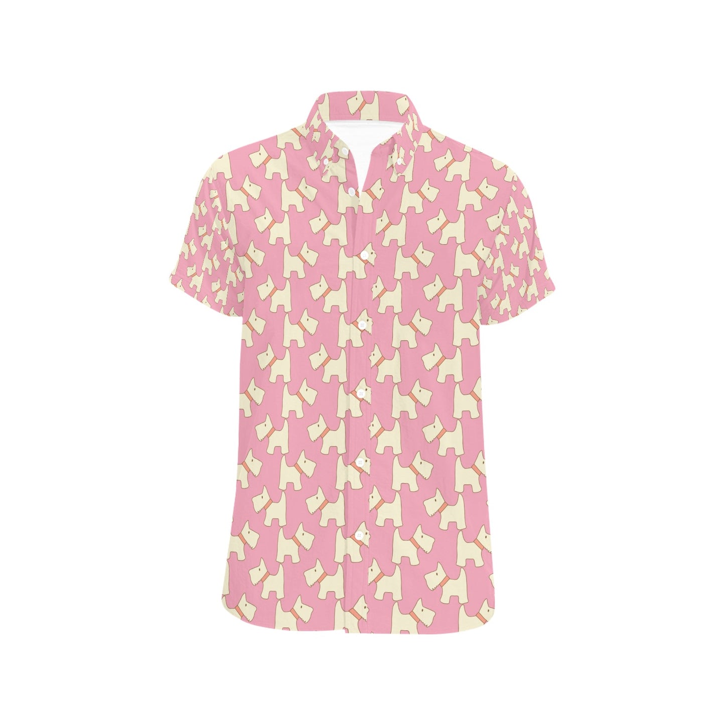 Scottish Terriers Print Design LKS306 Men Short Sleeve Button Up Shirt