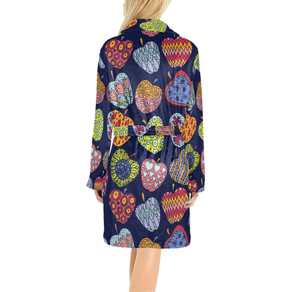 Apple Pattern Print Design AP05 Women's Fleece Robe