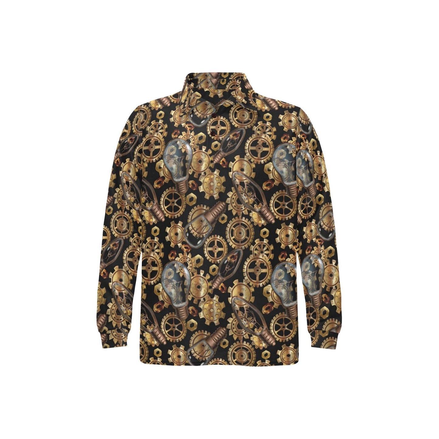 Steampunk Lightbulb Print Design LKS304 Long Sleeve Polo Shirt For Men's