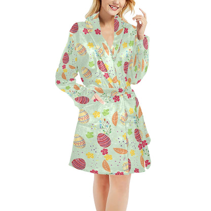 Easter Eggs Pattern Print Design RB07 Women's Fleece Robe