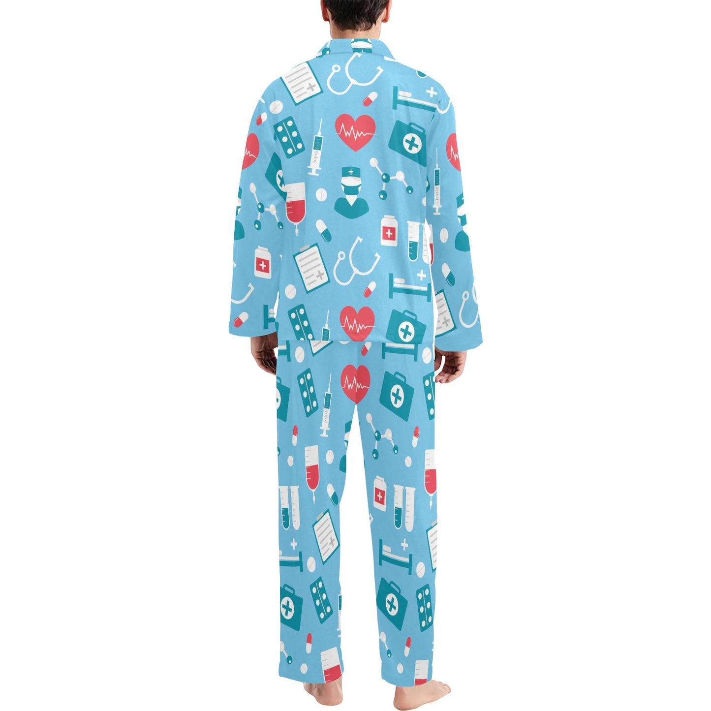 Nurse Pattern Print Design A03 Men's Long Pajama Set