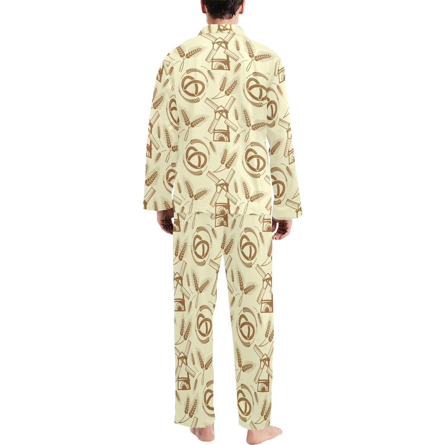 Agricultural Windmills Print Design 03 Men's Long Pajama Set
