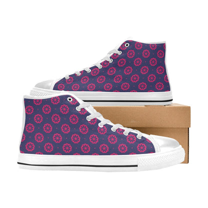 Water Lily Print Design LKS301 Men's High Top Canvas Shoes