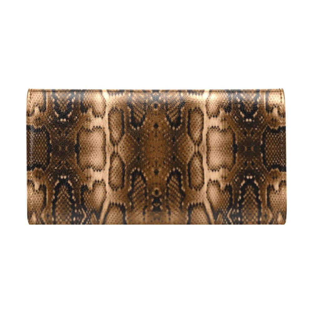 Snake Skin Brown Print Women's Trifold Wallet