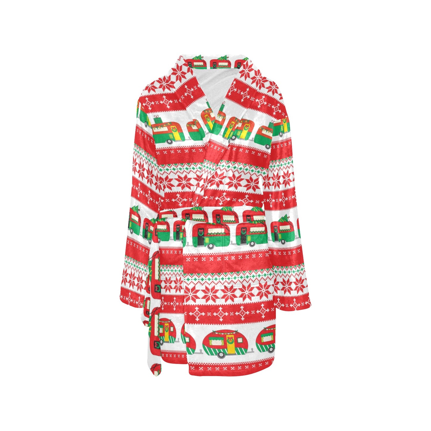 Camper Camping Ugly Christmas Design Print Women's Fleece Robe