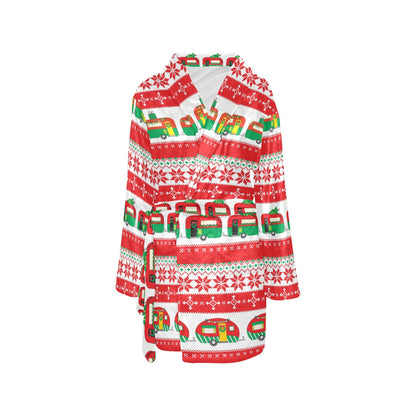 Camper Camping Ugly Christmas Design Print Women's Fleece Robe