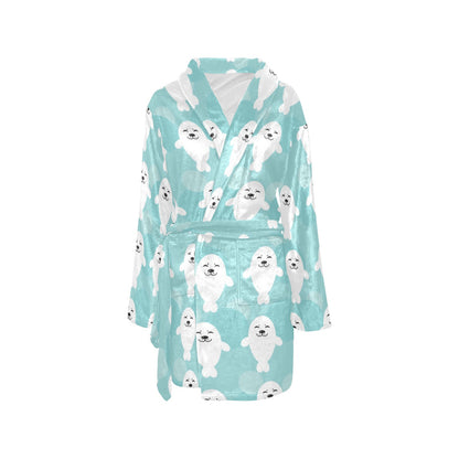 Sea Lion Baby Pattern Print Design 01 Women's Fleece Robe