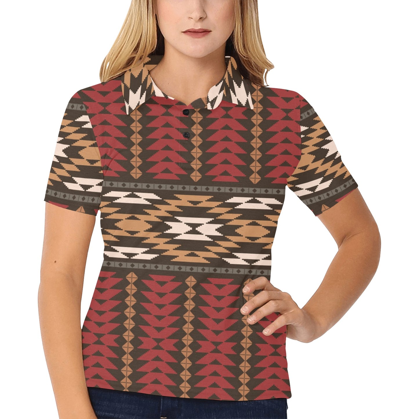 Native Pattern Print Design A02 Women's Polo Shirt