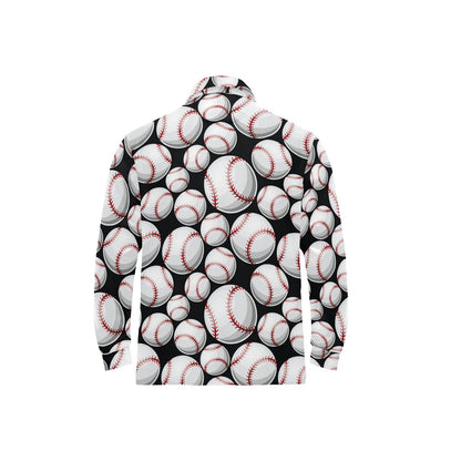 Baseball Black Background Long Sleeve Polo Shirt For Men's