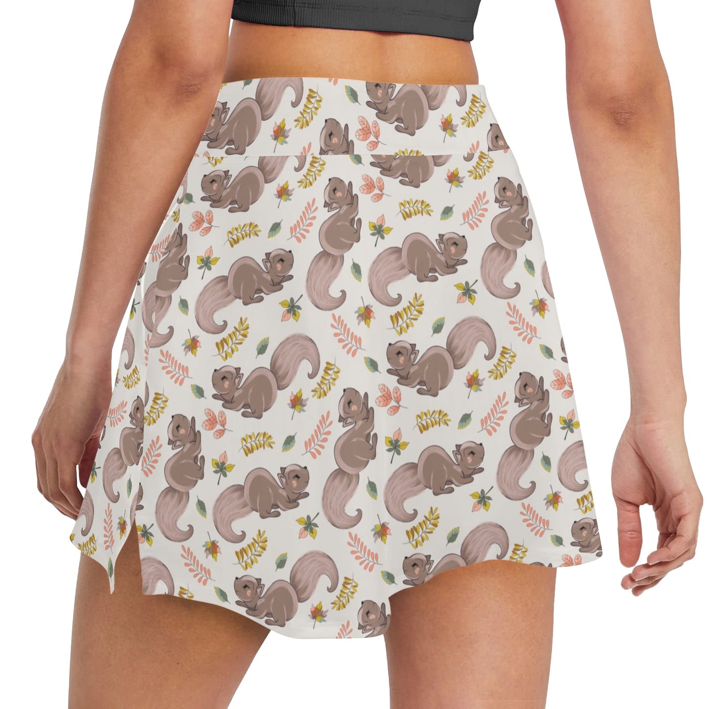 Squirrel Print Design LKS307 17" Golf & Pickleball Skort with Pockets