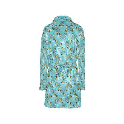 Butterfly Pattern Print Design 010 Women's Fleece Robe