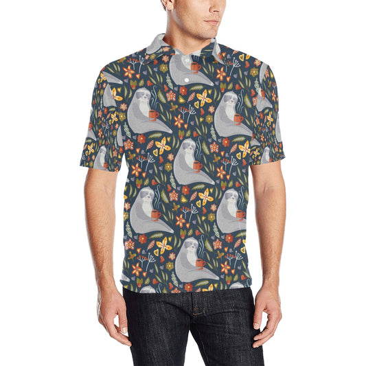 Sloth Print Design LKS303 Men Polo Shirt