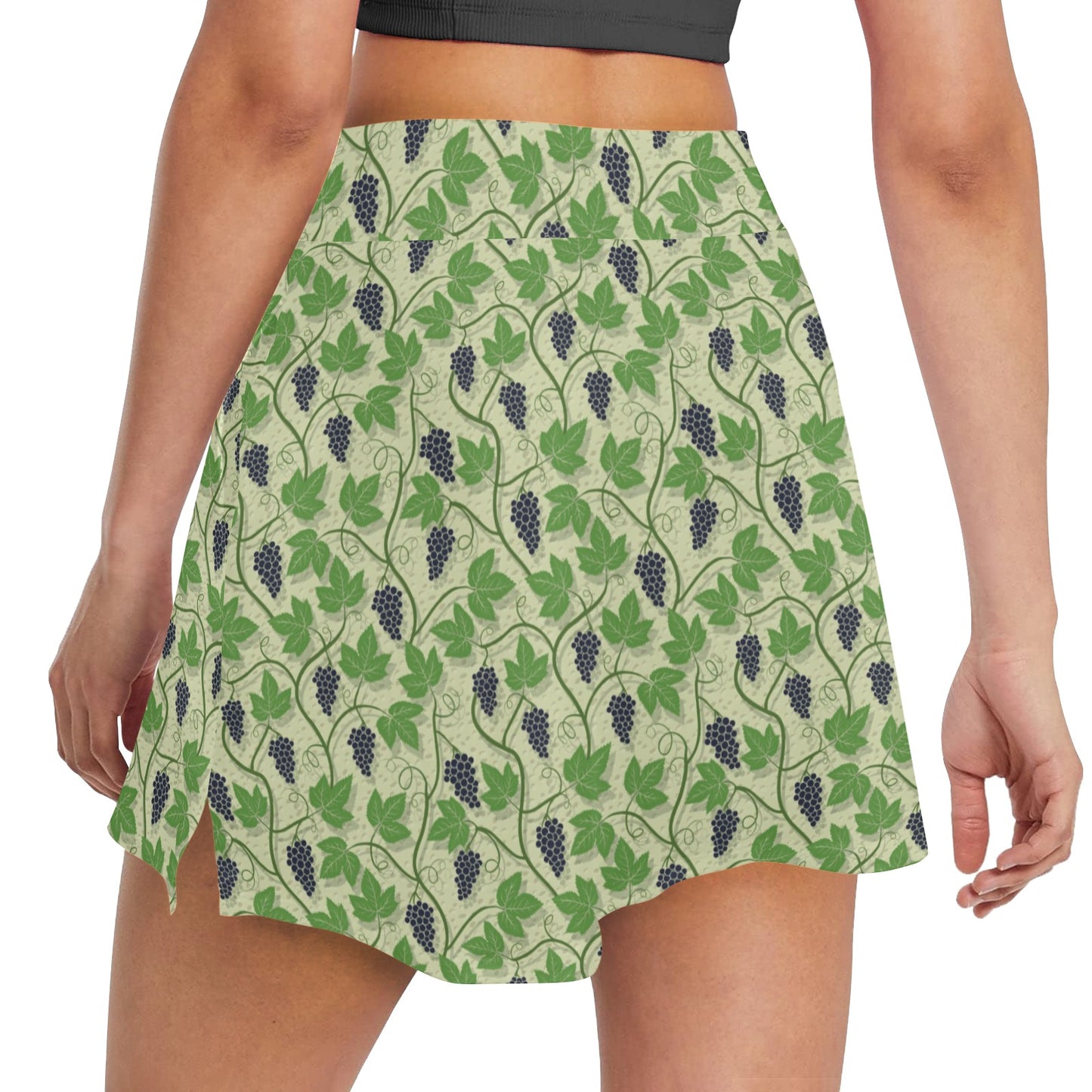 Wine Grape Thmed Print Women's Golf Skirt with Pocket