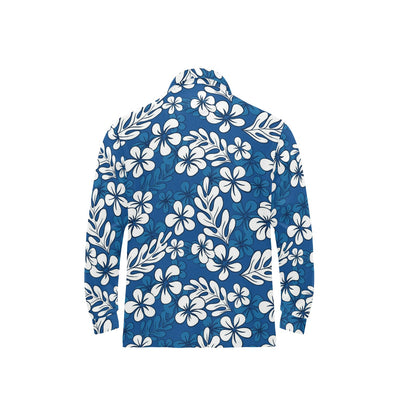 Plumeria Pattern Print Design PM015 Long Sleeve Polo Shirt For Men's