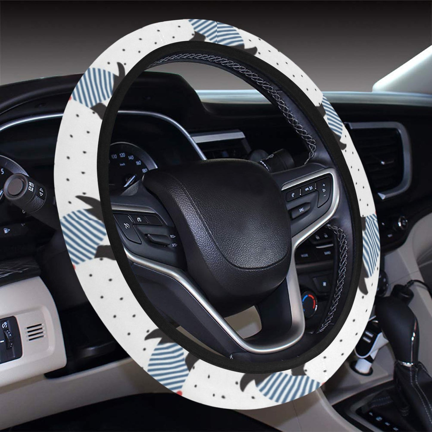 Scottish Terriers Print Design LKS3013 Steering Wheel Cover with Elastic Edge