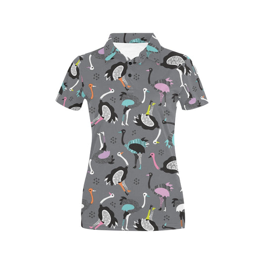 Ostrich Pattern Print Design 01 Women's Polo Shirt
