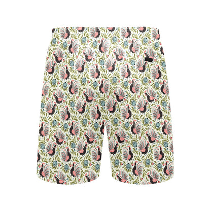Rooster Print Design Men's Swim Trunks Beach Shorts