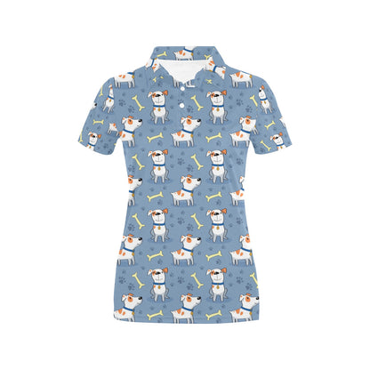 Bull Terriers Pattern Print Design 04 Women's Polo Shirt